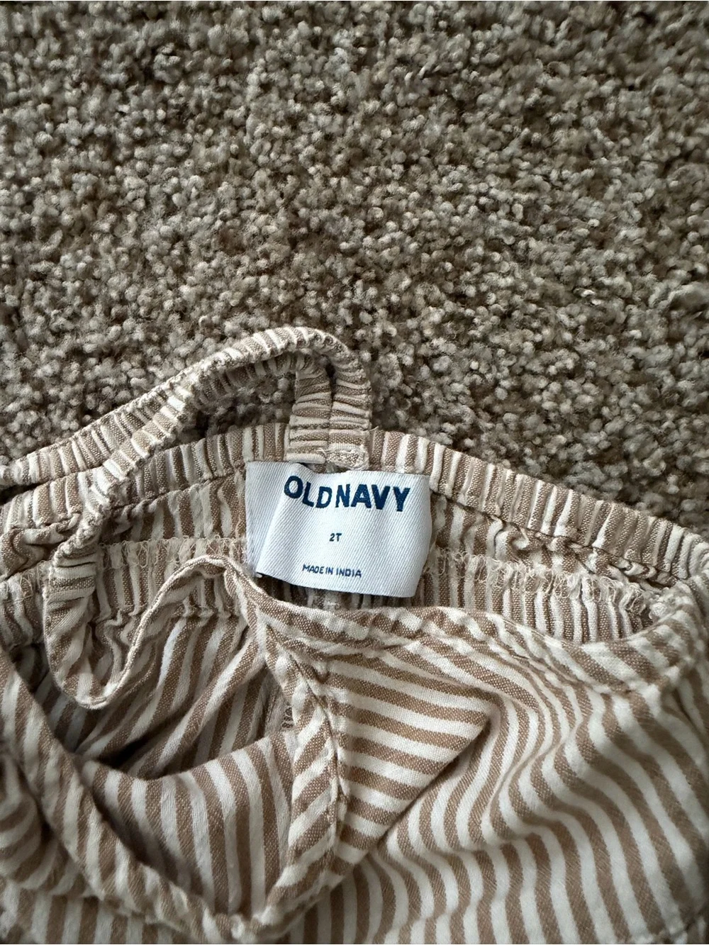 Old Navy Beige and White Striped Girls Romper